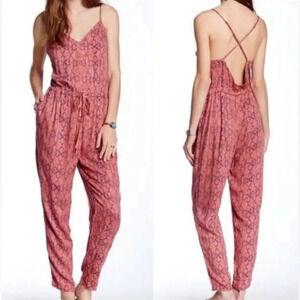 FREE PEOPLE Sz S Gem  Spaghetti Straps Flowy Slinky Jumpsuit
